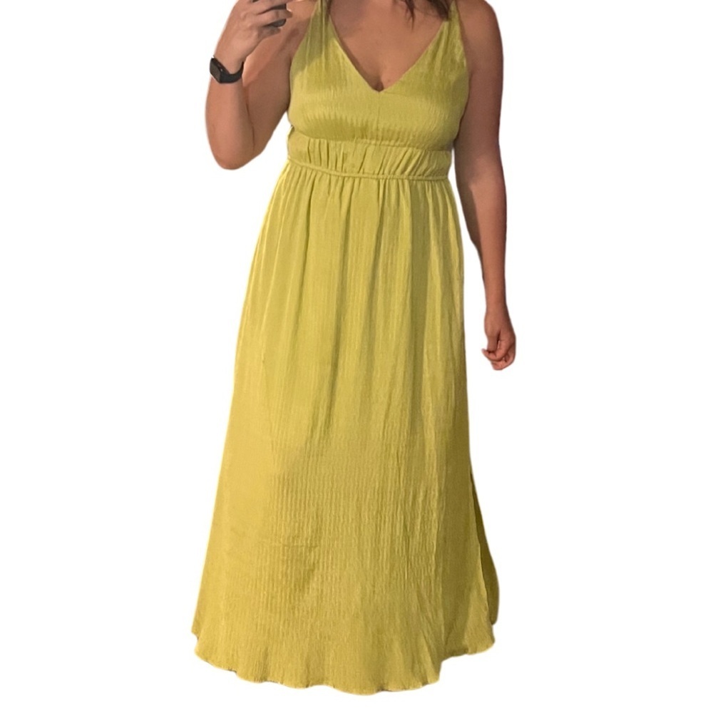 TAYLOR Maxi Dress with pockets, Pear (greenish yellow) size Large